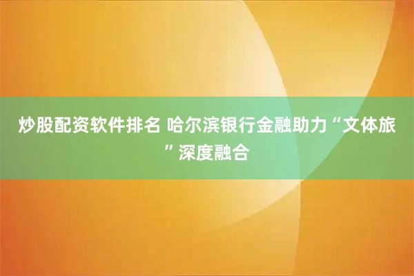 炒股配资软件排名 哈尔滨银行金融助力“文体旅”深度融合