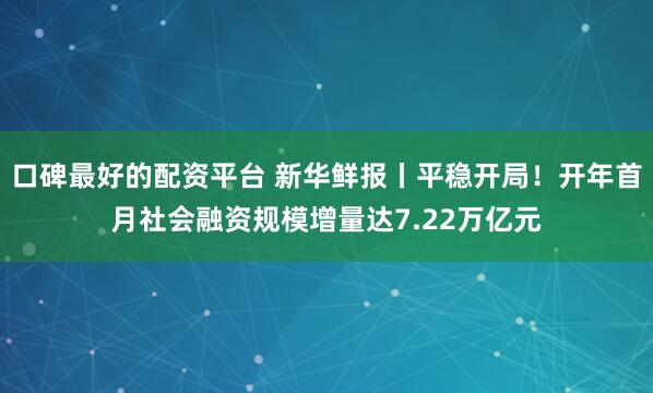 口碑最好的配资平台 新华鲜报丨平稳开局！开年首月社会融资规模增量达7.22万亿元